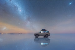 Reflecting the night sky.