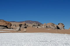 Rocks and snow.