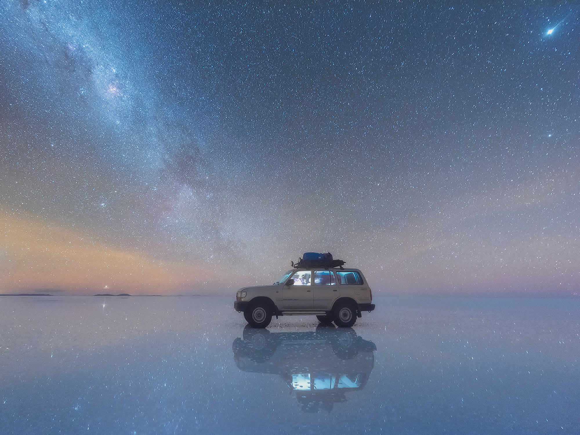 Stargazing with reflection in Uyuni